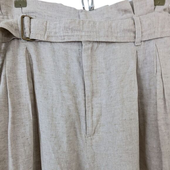 NWT Banana Republic Sz 12 Wide Leg Pleated Linen Blend Paperbag High Rise Pants - Picture 14 of 15
